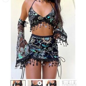 Sequin Fractal Witch Rave Set, With Sleeves- Rave, Festival